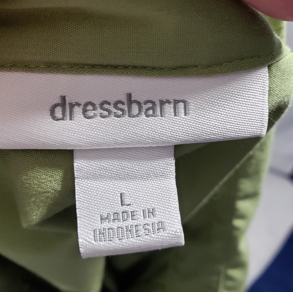 dressbarn Green V Neck Clasp Closure 3/4 Sleeve Blouse Size Large - Picture 5 of 7